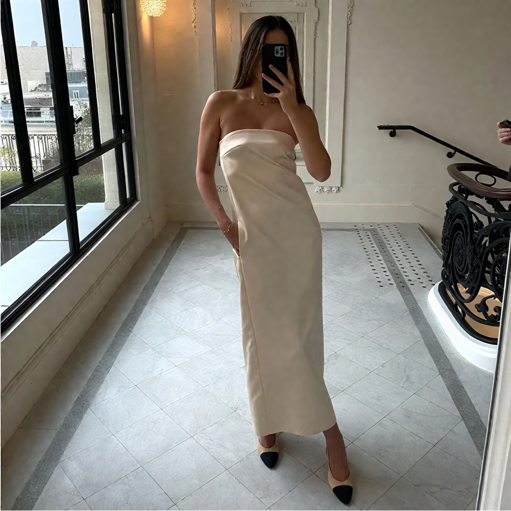 Zara Strapless Cream Dress